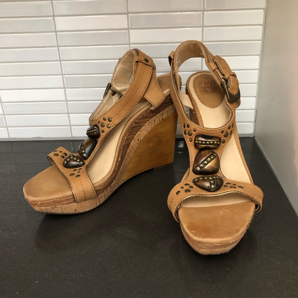 Frye Bridget Ornament women’s leather wedges